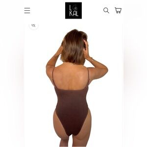 Lokal Boutique Ribbed ‘Crochet’ Brown One-Piece Swimsuit Adjustable Thin Strap